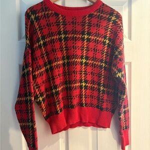 Urban Outfitters Red and Black Patterned Sweater